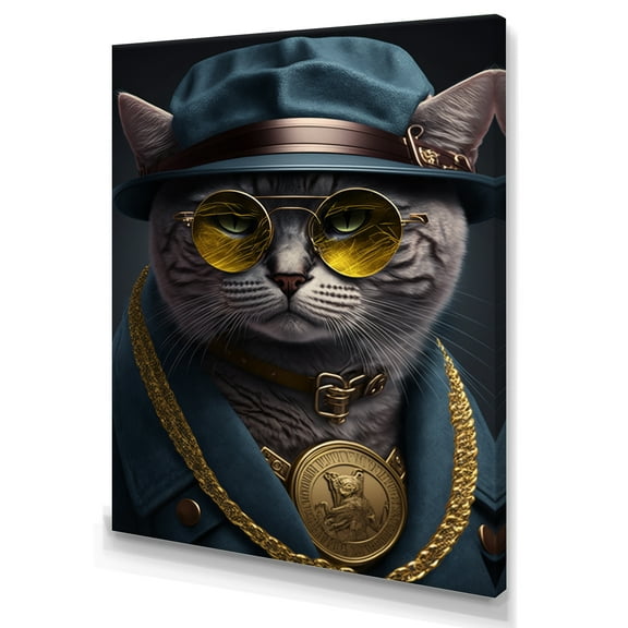 Designart Mafia Cat I Canvas Wall Art
