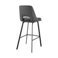 thumbnail image 4 of Armen Living Indoor Carise Gray Faux Leather and Black Metal Swivel 30" Bar Stool, 4 of 11
