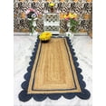 thumbnail image 1 of Indian Handmade Braided Natural Pure Jute with Blue Scalloped Design Area Rugs Size 2.6 x 6 Feet ( 75 cm x 180 cm ), 1 of 5