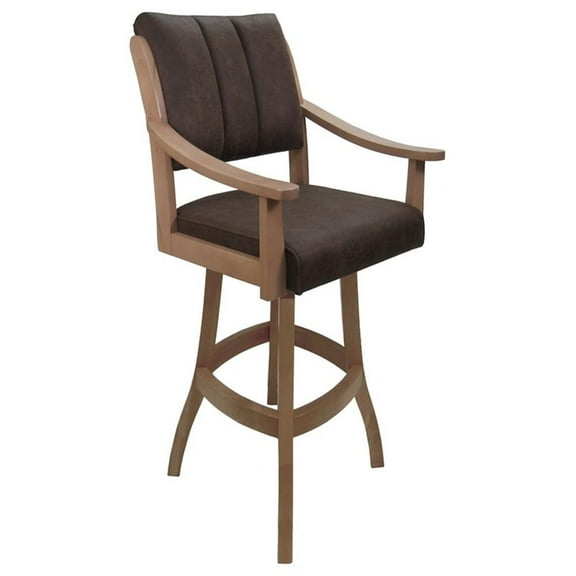 Casa 30" Solid Wood Bar Stool - Northwest Whiskey Brown Fabric - Light Maple