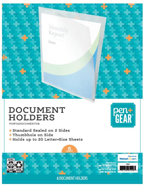 Pen + Gear Clear Plastic Document Holders, 6 Count