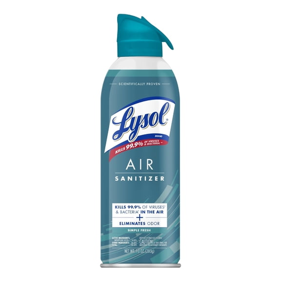 Lysol Air Sanitizer Spray, Air Sanitizer and Bacterial Odor Eliminating, Simple Fresh, 10 oz