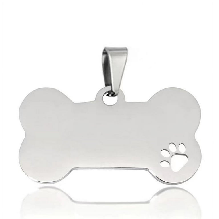 10pcs Stainless Steel Pet ID Tags Dog Tags Pendants Cat Tags Bone Shaped Tags, Size: 3.15 x 3.15 x 1.57