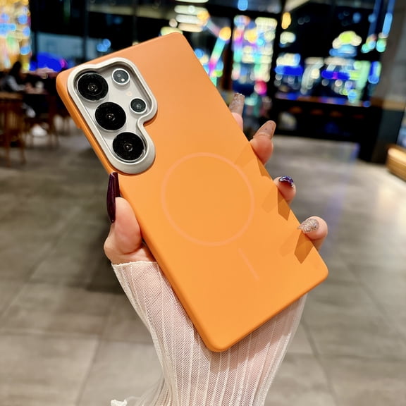 for Samsung Galaxy S24 Ultra Magnetic Case, Military Grade Protection, Rugged Case Compatible with Mag-Safe, Non-Yellowing, Shockproof Anti-Scratch Cover for Samsung Galaxy S24 Ultra, Orange