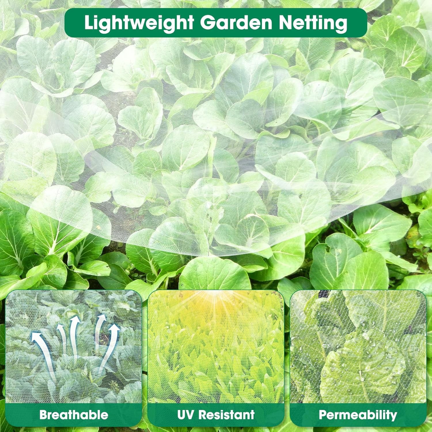 Garden Netting 8 x 10FT Heavy Duty Pest Barrier for Vegetable Beds Fruit Trees Bushes Insect Screen Cover
