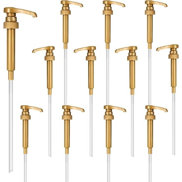 12 Pack Coffee Syrup Pump Dispensers, Fit for Torani Syrup Bottles 750ml Skinny Snow Cone Syrup Pumps (Gold)