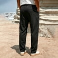thumbnail image 6 of Men's Waffle Knit Casual Pants Fashion Loose Fit Straight Leg Button Closure Drawstring Elastic Waist for Travel Daily Wear Fall, Black, L, 6 of 9