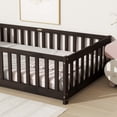 thumbnail image 4 of UHOMEPRO Twin Montessori Floor Bed with Guardrails and Slats, Solid Rubber Wood Low Profile Toddler Floor Bed Frame for Kids, No Box Spring Needed, Espresso, 4 of 11