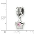 thumbnail image 2 of Sterling Silver Reflections Pink Cubic Zirconia Star Dangle Bead Charm - Measures 20.91x5.45mm Wide, 2 of 2
