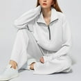 thumbnail image 2 of Pyhlmscde Two Piece Sets for Women, Lounge Sets for Women, Half Zip Sweatshirt Women, Women's Comfortable Casual Solid-Color Long Pants Spring/Fall Set White S, 2 of 6