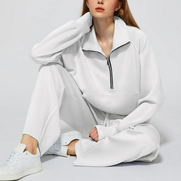 GZWYHT Sets for Women Long Sleeve Sets for Women Women's Comfortable Casual Daily Solid Color Pants Spring And Autumn Set Lounge Sets for Women Track Suits for Women Set White XXL