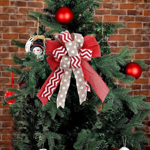 pstuiky Adorno navideño de lazo para ambiente festivo, material de poliéster, accesorios navideños