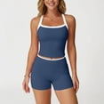 thumbnail image 2 of LIUJUNSHOP Two Piece Workout Sets for Women Sports Bra Matching High Waist Scrunch Shorts Gym Yoga Athletic Clothes Navy XL, 2 of 9