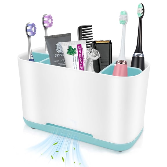 RYLZX Toothbrush Holder with Anti-Slip,Plastic Detachable for Easy Cleaning Multi-Functional Storage,Large Electric Toothbrush and Toothpaste Organizer Caddy for Bathroom Vanity,Sink,Countertop