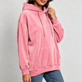thumbnail image 7 of Women's Velvet Drawstring Hoodie Ghalytn Oversized Drop-Shoulder Pullover Sweatshirt with Pocket, 7 of 7