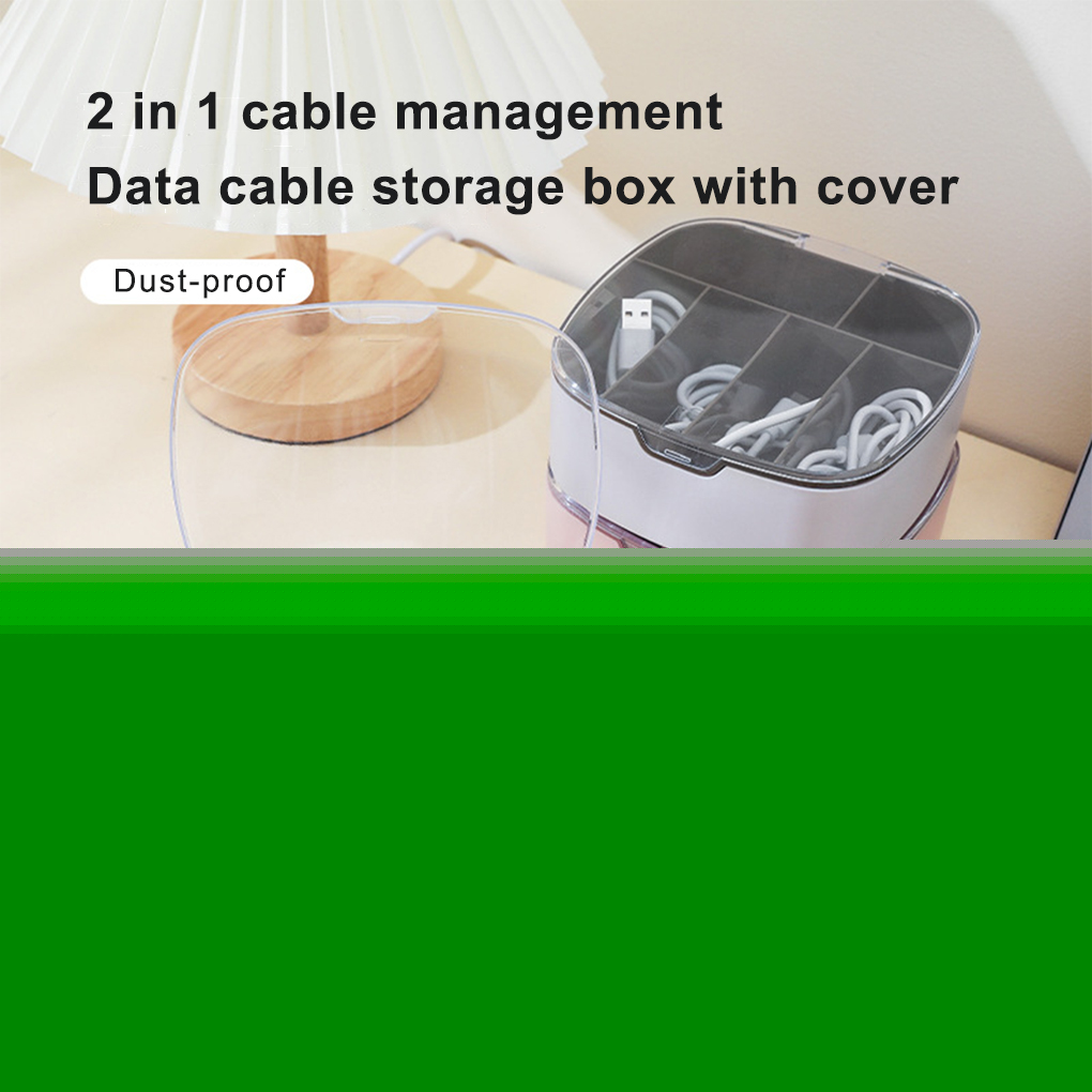thumbnail image 3 of pitrice 5 Grids Data Cable Box Transparent Container Multifunction Desk Makeup Dustproof Key Case Office Stationery Supplies White Coffee, 3 of 6