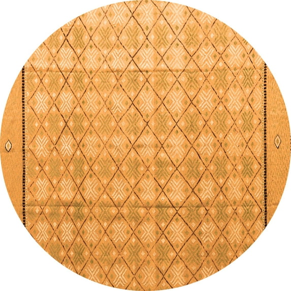 Ahgly Company Indoor Round Abstract Orange Modern Area Rugs, 3' Round