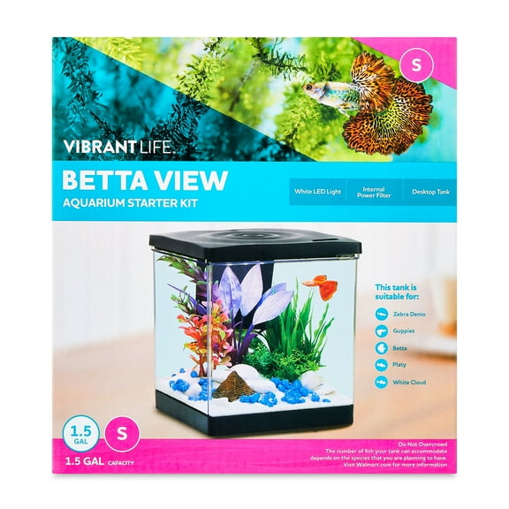 Vibrant Life Betta View Aquarium Starter Kit, Small, 1.5 Gallon