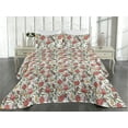 thumbnail image 2 of Ambesonne Tropical Quilted Bedspread Set 3 Pcs, Exotic Botanical Motifs, Twin, Dark Salmon and Olive Green, 2 of 4