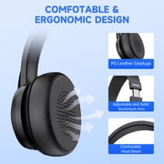 AOC Wireless Headset with Microphone for Work, Bluetooth Headset, Computer Headset with Noise Cancelling Mic, Charging Base, USB Dongle for Work, Cell Phones, Computer, Black