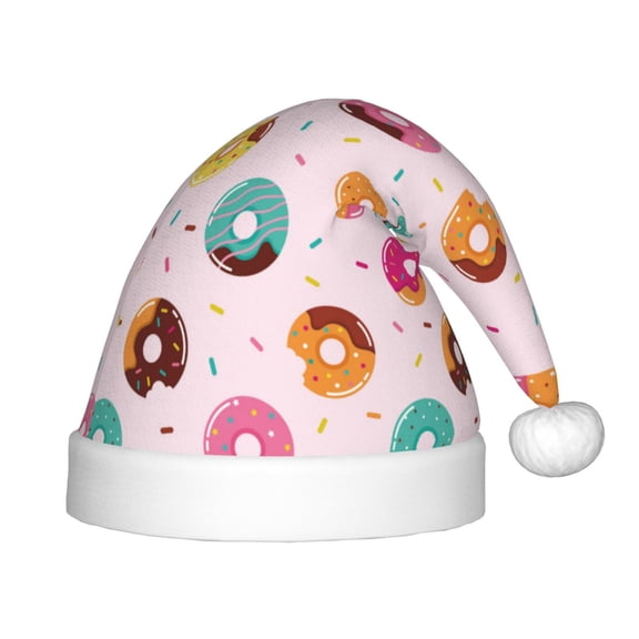 Rateoe Colorful Donuts Santa Hat Confortable Christmas Hat for Christmas Party Favors Fit for Kids