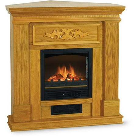 Quality Craft 38" Corner/Flat Electric Fireplace, Oak QCM650-38A-OAK
