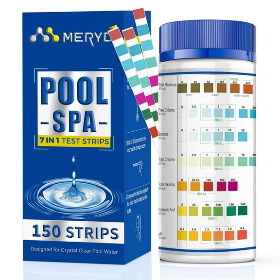 Pool and Hot Tub Water Test Strips 7-Way  Testing 150 Strips