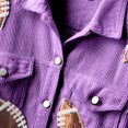 thumbnail image 7 of Women's Button Down Distressed Cropped Corduroy Jacket Vintage Football Sequin Short Shacket with Pockets, 7 of 7