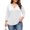 White, variant on Vivianyo HD Women's V Neck Tunic Shirt, Curved Hem Three Quarter Sleeve Solid Top for Women, Fall Stretch Casual Shirt for Shopping Trips and Daily Errands, Sizes L-5XL