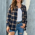 jsaierl Women's Button Down Flannel Shirts Plaid Shacket Long Sleeve