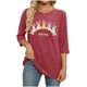 thumbnail image 3 of Mujeres 3/4 Manga Tops Y Blusas Impresas Cuello Redondo Casual Otoño Invierno Blusa, 3/4 Manga Casual Tops para Mujeres, 3 of 7