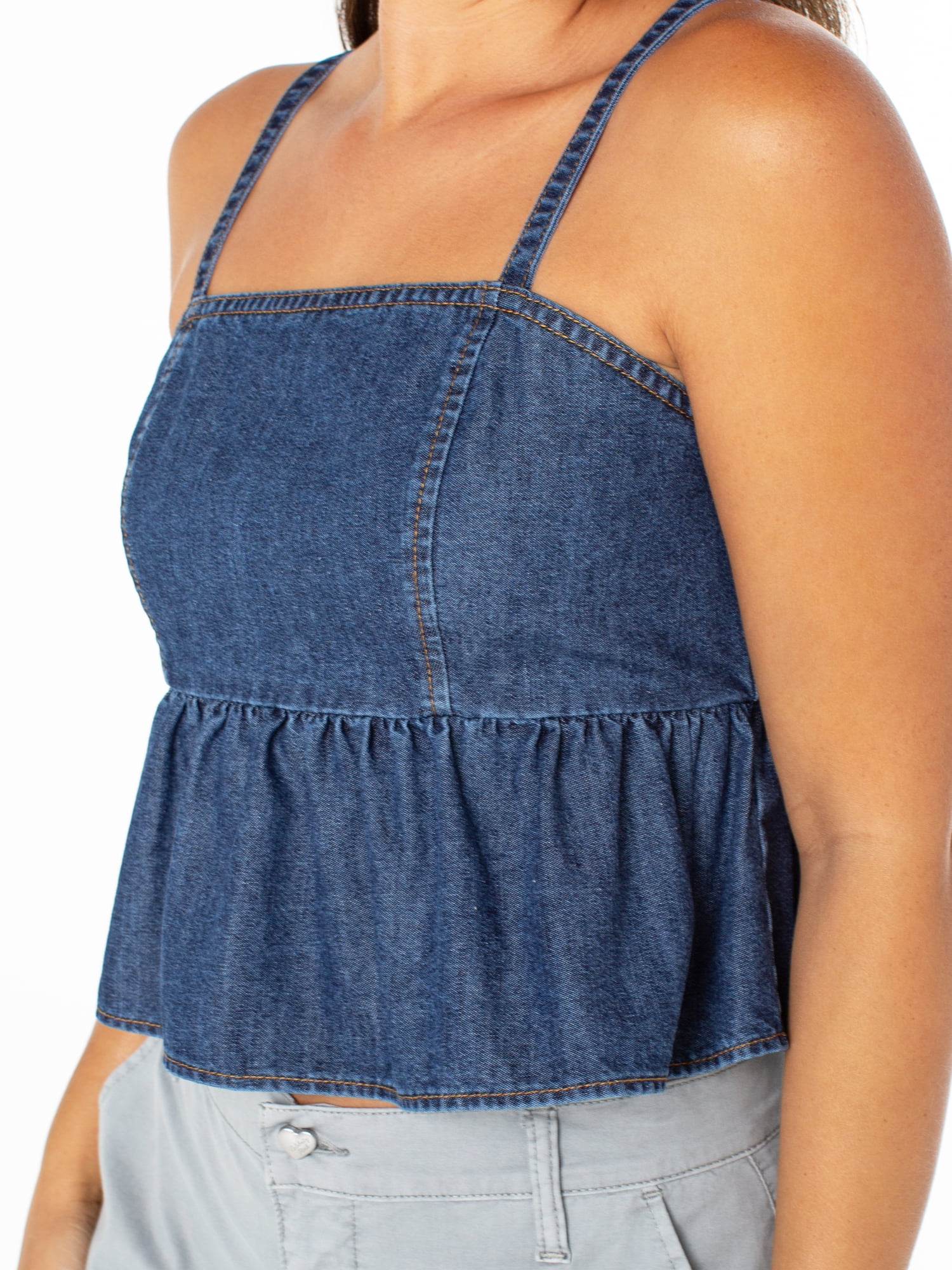 Celebrity Pink Women’s Sleeveless Denim Peplum Top, Sizes XS-XXXL
