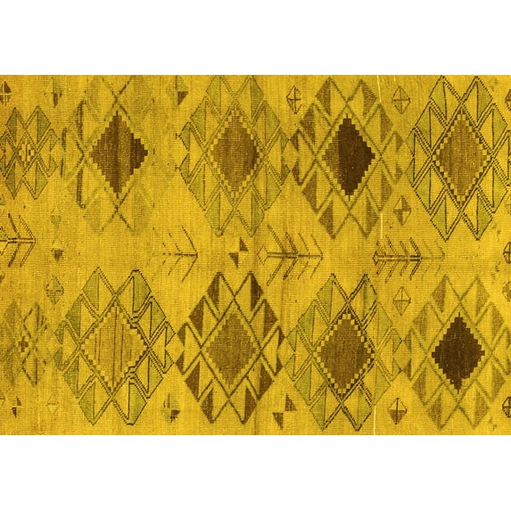 Ahgly Company Machine Washable Indoor Rectangle Persian Yellow Traditional Area Rugs, 2' x 4'