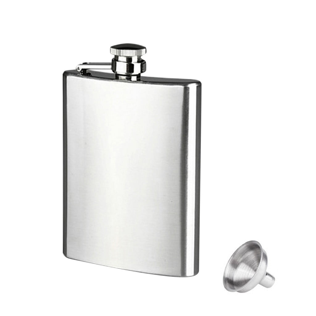 8oz Liquor Pocket Hip Flask With 3 Cups Stainless Steel Whiskey Screw Cap Flagon 