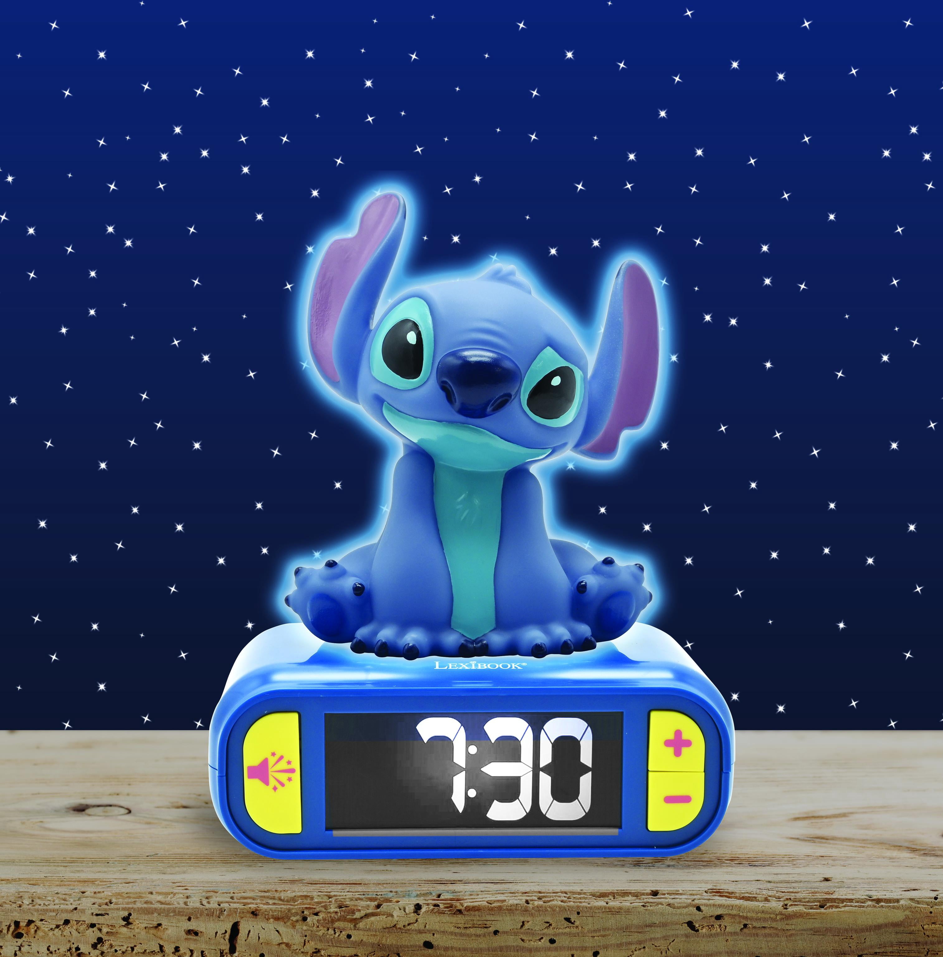 Lexibook, Disney Stitch, Stitch Nightlight Alarm Clock, Sounds and Melodies, LCD Backlit Screen, Luminous, Snooze, Blue