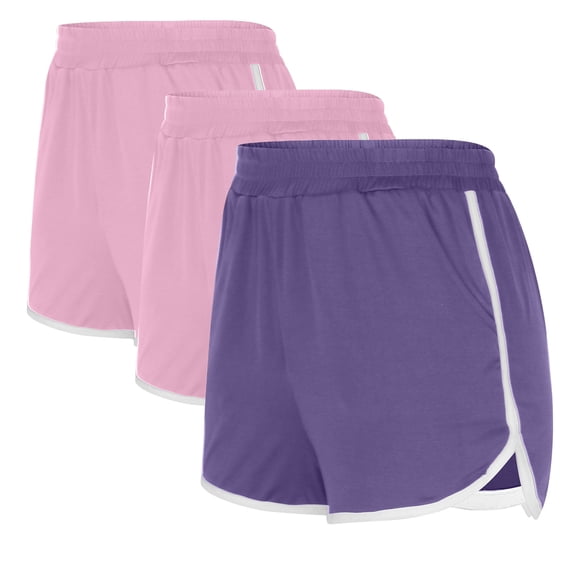 IVEYRTF Womens 3 Piece Solid Color Elastic Waist Yoga Beach Shorts Set for Casual Wear Activewear Pants Set