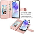 thumbnail image 4 of For Samsung Galaxy A35 5G Phone Case, Galaxy A35 5G Leather Wallet Case with Card Holder and Lanyard for Women Men, eBizWare Magnetic Flip Detachable Cover - Marble Pink, 4 of 8