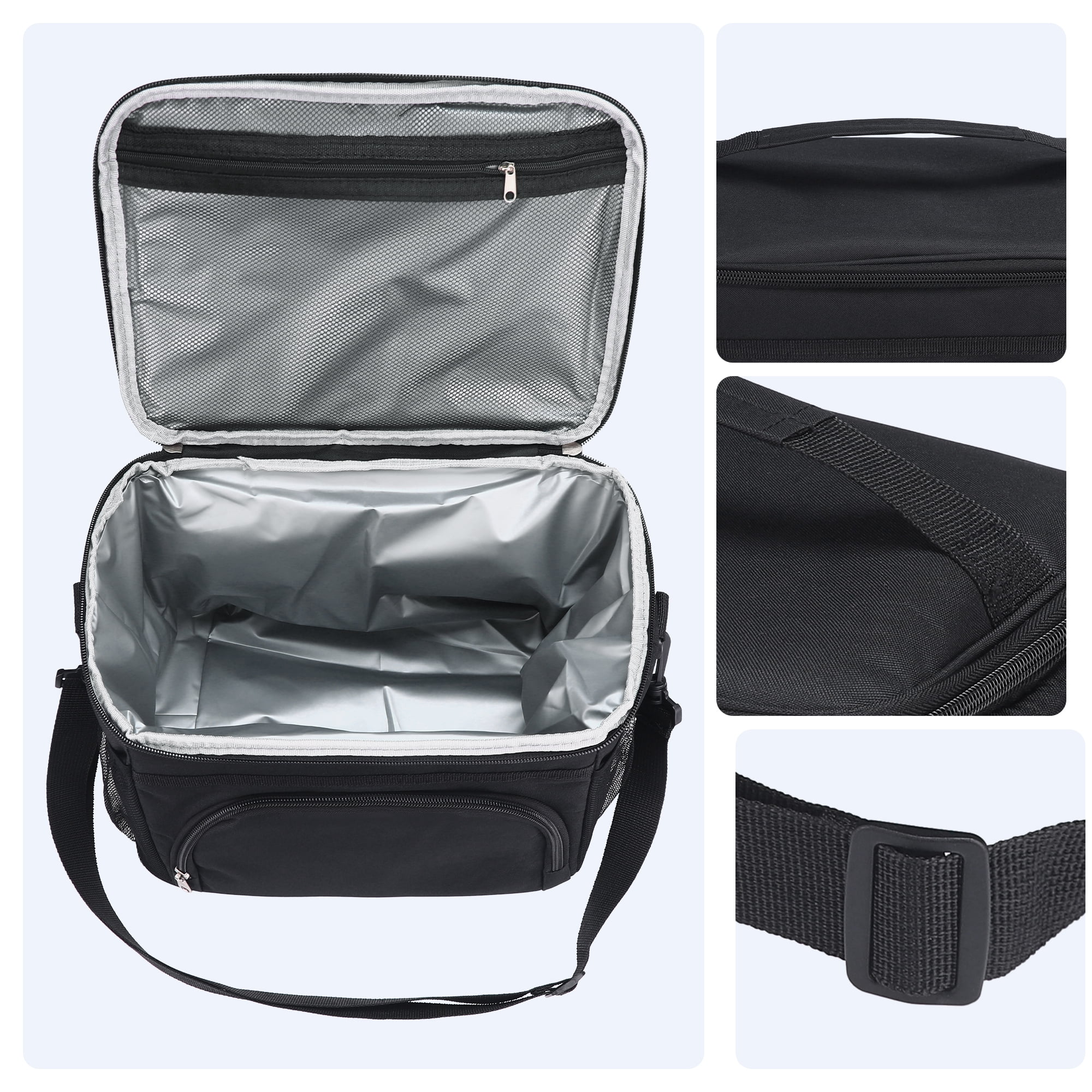 Unique Bargains Lunch Bag Insulated Lunch Bag Leakproof Lunch Box Black