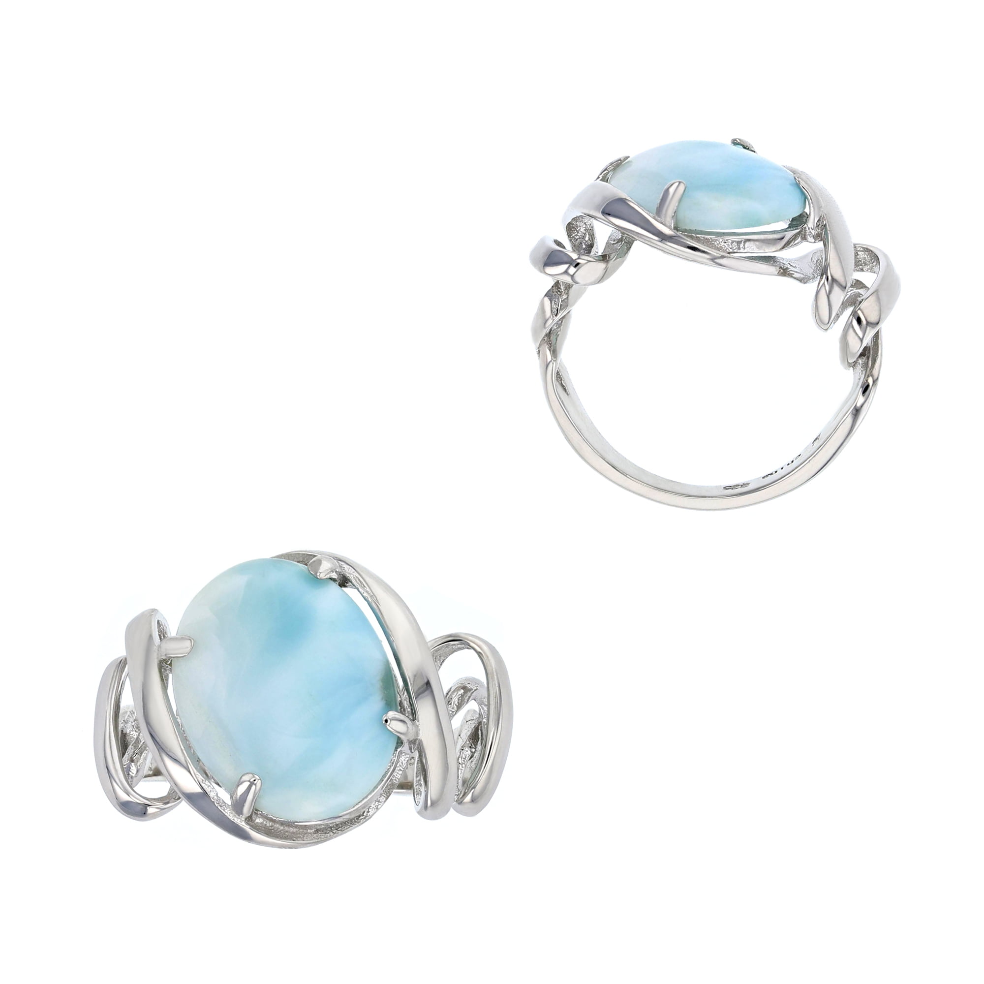 Details about   Platinum Plated 925 Sterling Silver Rings w/ Natural Aquamarines