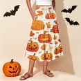 thumbnail image 2 of EANJE Halloween Womens Casual Elastic Waist Drawstring Midi Skirt Print Vacation Style A Line Flowy Skirt for Daily Wear Saffron S, 2 of 4