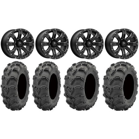 MSA Bounty 14" Wheels Black 28" Mud Lite XL Tires Can-Am Maverick X3 / Honda Pioneer 1000 / Talon