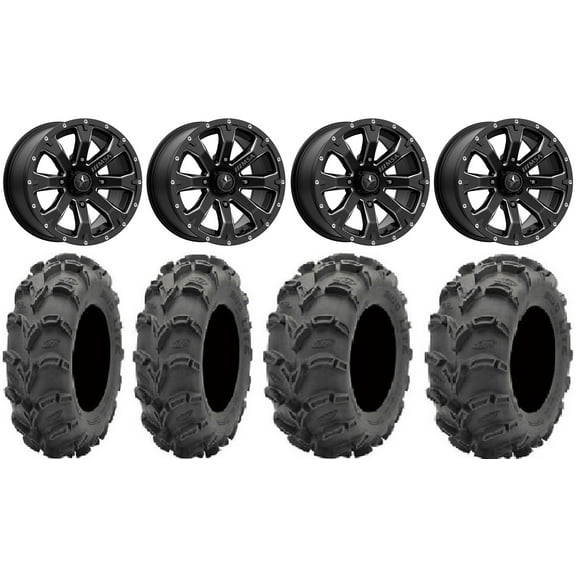 MSA Bounty 14" Wheels Black 28" Mud Lite XL Tires Can-Am Maverick X3 / Honda Pioneer 1000 / Talon