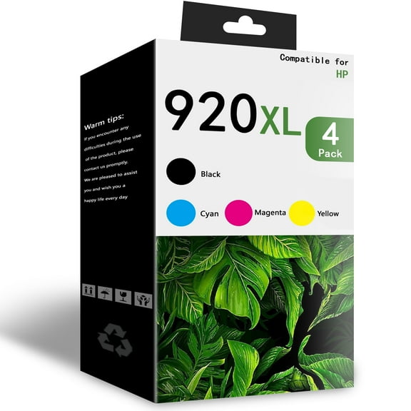4 Pack 920XL Ink Cartridges Compatible HP 920XL for Officejet 6000 6500（Black Cyan Magenta Yellow ）