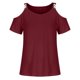 thumbnail image 4 of ICHUANYI Clearance Fashion Woman Causal Round-Neck Solid Blouse Short Sleeve T-Shirt Summer Tops(Wine, S) ICHUANYI WER2023080813401, 4 of 5
