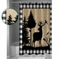 thumbnail image 4 of Christmas Elk Bathroom Curtain 72 Inch Shower Curtain with Hooks, Xmas Tree White Black Buffalo Plaid Waterproof Polyester Bath Curtain Washable Bathtub Curtain 66''x 72'', 4 of 6