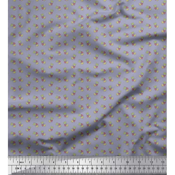 Soimoi Cotton Duck Fabric Leaves & Berries Shirting Printed Craft Fabric by The Yard 56 Inch Wide