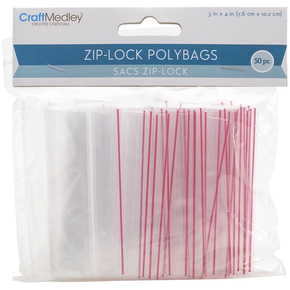 Craft Medley Ziplock Polybags 50/Pkg-3"X4" Clear