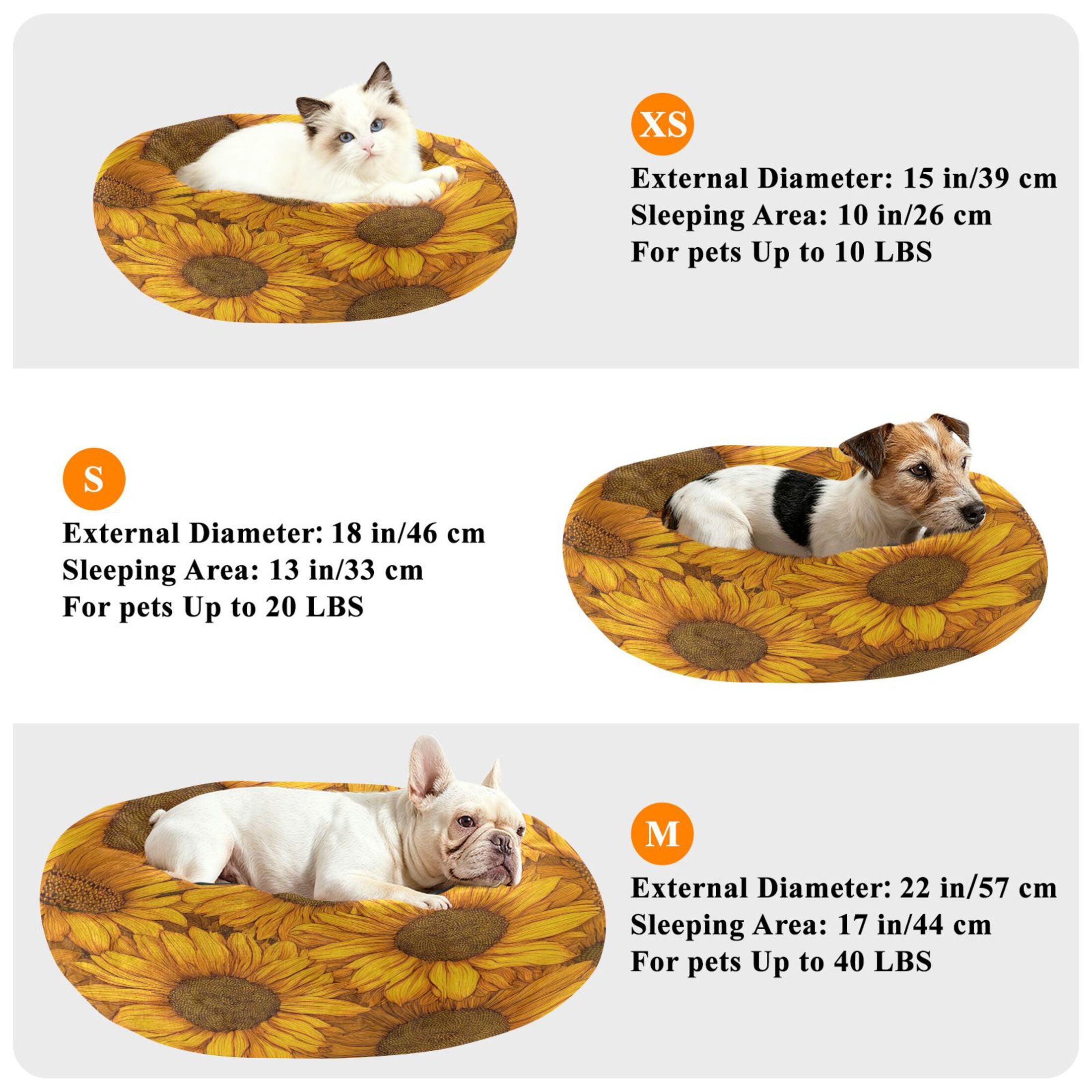Iauyy Pet Couch Donut Cat Bed for Indoor Cats/Small Dogs Washable & Machine with Non-slip Bottom Calming Cat Furniture, Add Vitality (M)