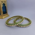 thumbnail image 2 of Efulgenz Beaded Bangles Faux Pearl Antique Boho Kundan Bangle Crystal Bracelet Bridal Wedding Party Statement Jewelry for Women (2 Pcs) Size 2.8, 2 of 6