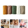 thumbnail image 2 of 5Pcs Cotton Square Towel for Baby, Solid Color Newborns Mouth Wipe Cloth Reusable Nursing Bib Infants Burping Towel Sakura color system, 2 of 4